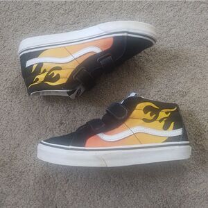 Vans Old Skool Flame Mid Black Juniors Size 5 RARE PRE-OWNED